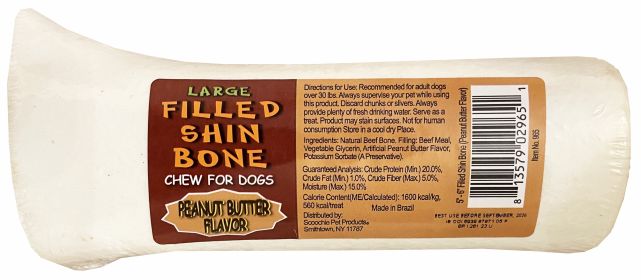 5-6 Inch Peanut Butter Stuffed White Shin Bone with UPC
