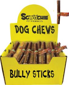 6 Inch JUMBO Bully Stick  With Scoochie Cigar Band/UPC Small PDQ of 24